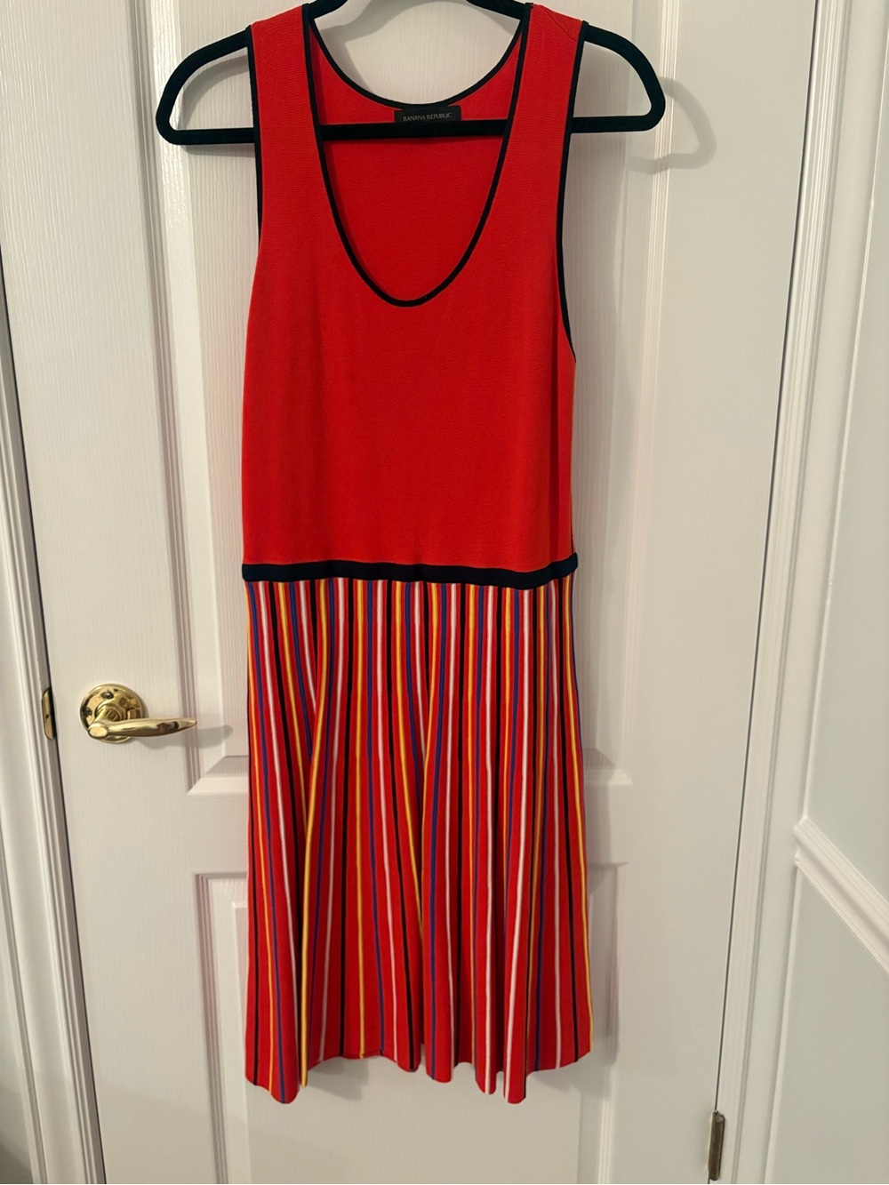 Banana Republic red multicolor sleeveless sweater dress size L petite